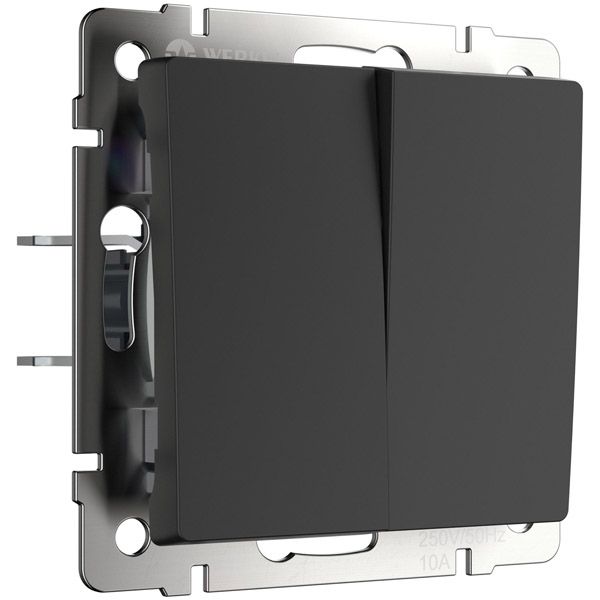Выключатель встраиваемый двухклавишный проходной  WERKEL W1122008 черный матовый