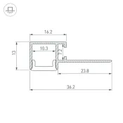 алюминиевый профиль FANTOM-BENT-W12-TOP-EDGE-2000 ANOD 040328(1)