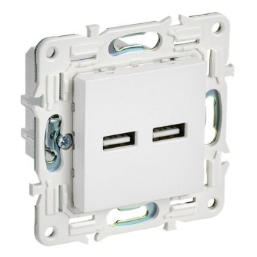 Розетка встраиваемая USB IEK SKANDY A+A 3,1А SK-U21-D31-K01 SK-R15W арктический белый