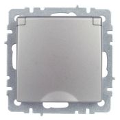 Штепсельная розетка встраиваемая IEK BRITE 16А BR-R16-16-44-K46 РСбш10-3-44-БрС с з/к и шторками с крышкой сталь IP44
