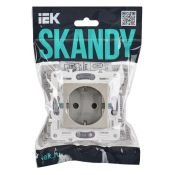 Штепсельная розетка встраиваемая IEK SKANDY 16А SK-R14-16-1-K37 SK-R06Sh с з/к и шторками безвинтовое крепление шампань