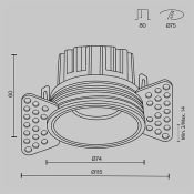 Встраиваемый светильник  12W Белый теплый DL058-12W3K- TRS-B Раунд/Round 50deg 230V круглый черный