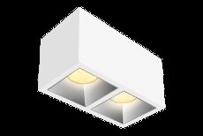 Накладной светильник  24W Белый теплый KUB X2 WS 220V диммируемый двойной куб белый с серебристой вставкой