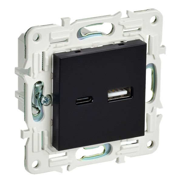 Розетка встраиваемая USB IEK SKANDY A+C 3,1А SK-U22-D31-K02 SK-R14Bl черный