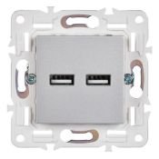 Розетка встраиваемая USB IEK SKANDY A+A 3,1А SK-U21-D31-K23 SK-R15S серебряный