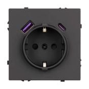 Штепсельная розетка встраиваемая Arlight SCT-NOBE-MUAC-SFPL-BK 16А 054285 с/з и USB тип A+C черный