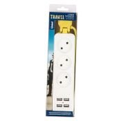 удлинитель без заземления Uniel Travel с разъемами USB UL-00011136 S-CT3-1.8U WHITE-GREEN