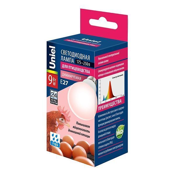 светодиодная лампа для птицеводства А60 9W UL-00003189 LED-A60-9W/SCEP/E27/FR/DIM IP65 PLO65WH диммируемая светодиодная лампа для птицеводства А60 9W UL-00003189 LED-A60-9W/SCEP/E27/FR/DIM IP65 PLO65WH диммируемая