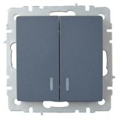 Выключатель встраиваемый двухклавишный с подсветкой IEK BRITE BR-V20-1-10-K35 ВС10-2-1-БрМ маренго