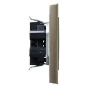 Штепсельная розетка встраиваемая двойная IEK BRITE 10А BR-R23-10-K37-F РСш12-2-БрШ без з/к с з/ш в сборе шампань