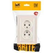Штепсельная розетка встраиваемая двойная IEK BRITE 10А BR-R23-10-K36-F РСш12-2-БрЖ без з/к с з/ш в сборе жемчуг