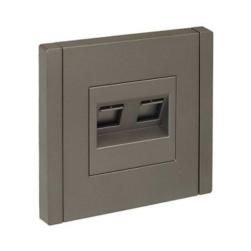 Розетка двойная RJ11+RJ45 IEK FORTE&PIANO кат.5E FP535 сталь FP-KT20-O-1-K46
