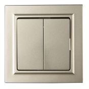 Выключатель встраиваемый двухклавишный IEK BRITE BR-V20-0-10-K37-F ВСР10-2-0-БрШ в сборе шампань