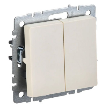 Выключатель встраиваемый двухклавишный IEK BRITE BR-V20-0-10-K10 ВС10-2-0-БрКр бежевый