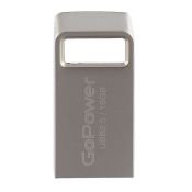 Флеш-накопитель GoPower MINI 16GB USB2.0 металл серебряный