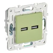 Розетка встраиваемая USB IEK SKANDY A+A 3,1А SK-U21-D31-K06 SK-R15G мятный