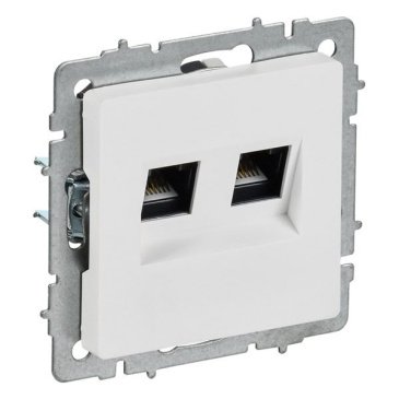 Розетка встраиваемая компьютерная двойная IEK BRITE BR-K20-2-K91 РК11-2-БрАБ RJ45 кат.6 арктический белый