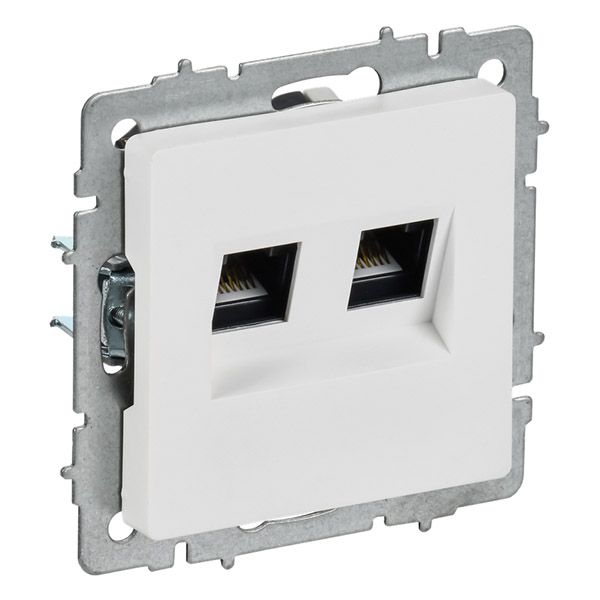 Розетка встраиваемая компьютерная двойная IEK BRITE BR-K20-2-K91 РК11-2-БрАБ RJ45 кат.6 арктический белый