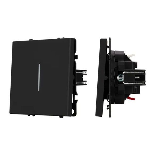 Выключатель встраиваемый одноклавишный проходной Arlight 054261 SWT-NOBE-MKP1-SFPL-L-BK с подсветкой черный