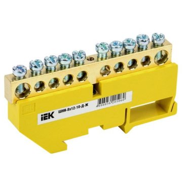 Шина PE "земля" на DIN-изол ШНИ-8х12-10-Д-Ж YNN10-812-10D-K05 IEK