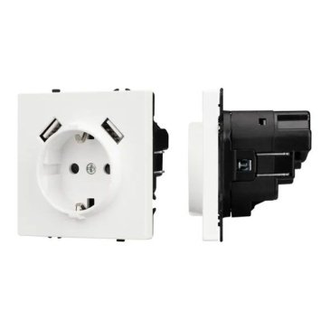 Штепсельная розетка встраиваемая Arlight SCT-NOBE-MUAA-SFPL-WH 16А 054288 с/з и USB тип A+A белый