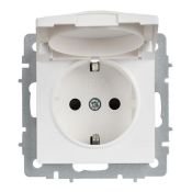 Штепсельная розетка встраиваемая IEK BRITE 16А BR-R16-16-K91 РСбш10-3-БрАБ с з/к и шторками с крышкой арктический белый IP20