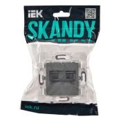 Розетка встраиваемая компьютерная двойная IEK SKANDY SK-K20-2-K03 SK-K04Gr RJ45 кат.6 серый