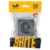 Штепсельная розетка встраиваемая IEK BRITE 10А BR-R13-10-K35 РСш10-2-БрМ без з/к с з/ш маренго
