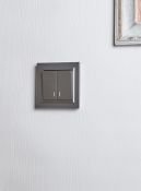 Выключатель встраиваемый двухклавишный с подсветкой IEK BRITE BR-V20-1-10-K46 ВС10-2-1-БрС сталь