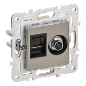 Розетка встраиваемая комбинированная IEK SKANDY SK-AK20-1-K50 SK-A14N TV+RJ45 кат.5E металл никель