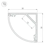 алюминиевый профиль SL-KANT-H30-2000 ANOD+OPAL 036846