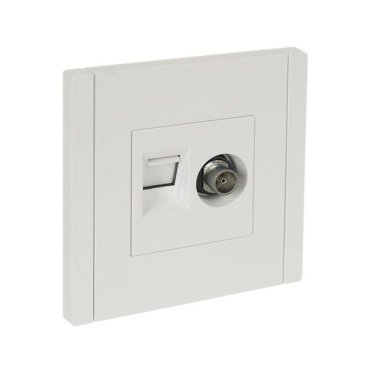 ТВ-розетка встраиваемая TV+RJ45 IEK FORTE&PIANO кат.6 FP237 белый FP-AK20-2-K01
