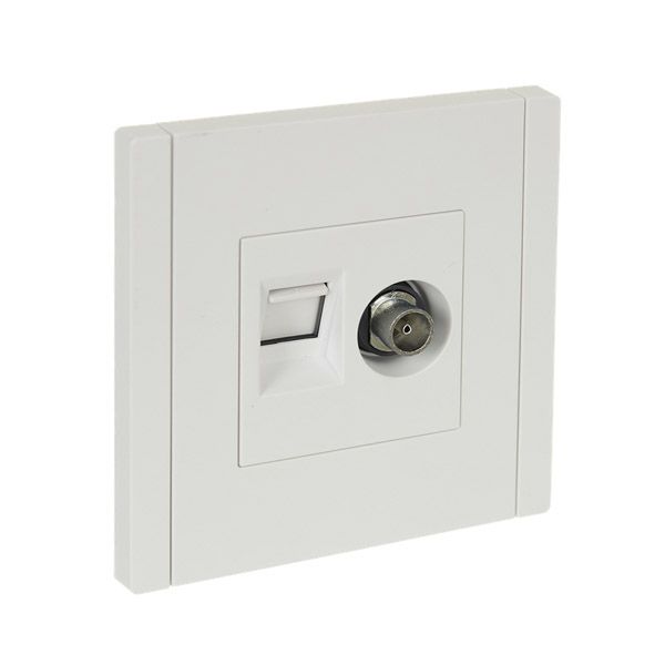 ТВ-розетка встраиваемая TV+RJ45 IEK FORTE&PIANO кат.6 FP237 белый FP-AK20-2-K01