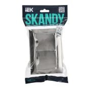 Штепсельная розетка встраиваемая двойная IEK SKANDY 16А SK-R26-16-44-K50-F SK-R12N с з/к со штороками и крышкой в сборе металл никель IP44