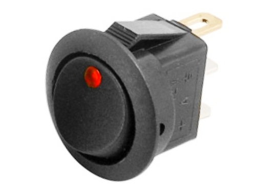 Переключатель  RWB-215 off-on, 6.0А,250V, черный с подсветкой