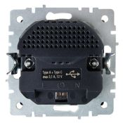 Штепсельная розетка встраиваемая IEK BRITE 16А BR-R14-16-U22-018-K46 РЮш11-1-БрС с з/к и шторками с USB A+C 18Вт сталь