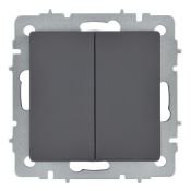 Выключатель встраиваемый двухклавишный перекрестный IEK BRITE BR-V23-0-10-K53 ВС10-2-3-БрГ графит