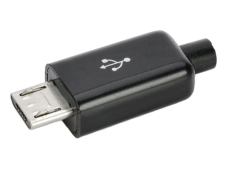 Вилка USB micro B 5P Ni/Pl на кабель черный