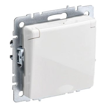 Штепсельная розетка встраиваемая IEK BRITE 16А BR-R16-16-44-K01 РСбш10-3-44-БрБ с з/к и шторками с крышкой белый IP44