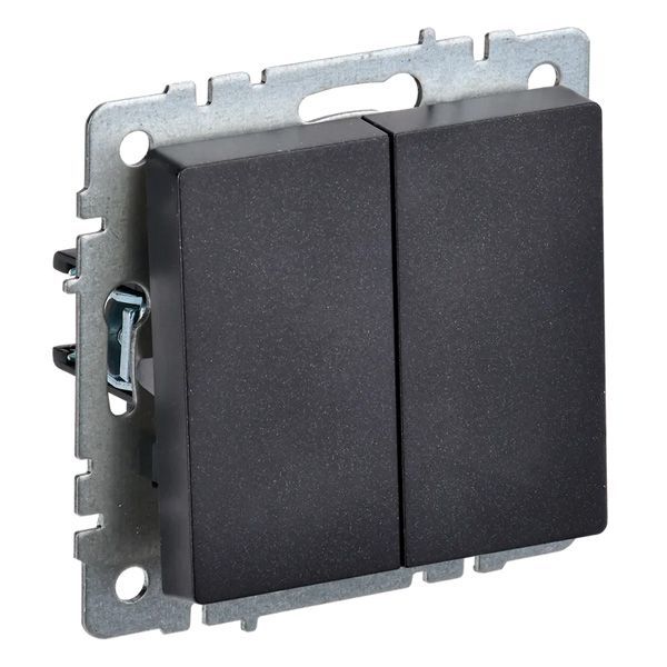 Выключатель встраиваемый двухклавишный проходной IEK BRITE BR-V22-0-10-K02 ВС10-2-6-БрЧ черный Уценка