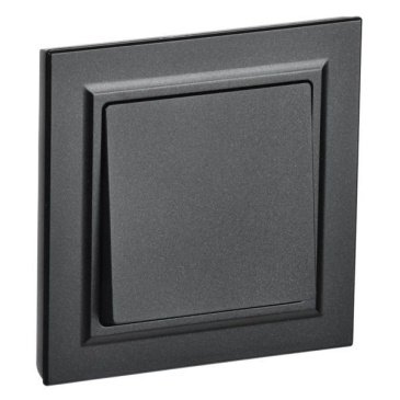 Выключатель встраиваемый одноклавишный IEK BRITE BR-V10-0-10-K02-F ВСР10-1-0-БрЧ в сборе черный