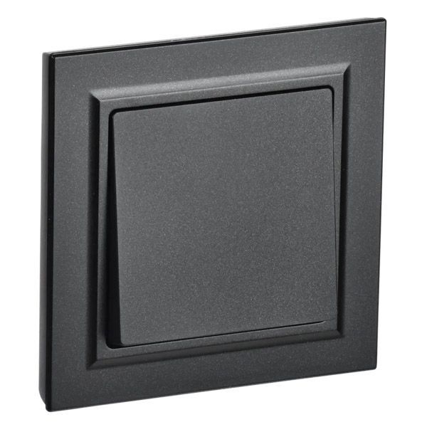 Выключатель встраиваемый одноклавишный IEK BRITE BR-V10-0-10-K02-F ВСР10-1-0-БрЧ в сборе черный