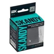 Штепсельная розетка встраиваемая IEK SKANDY 16А SK-R14-16-U14-018-K02 SK-R17Bl с з/к и шторками с USB A+C 18Вт черный