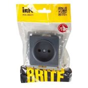 Штепсельная розетка встраиваемая IEK BRITE 10А BR-R13-10-K35 РСш10-2-БрМ без з/к с з/ш маренго