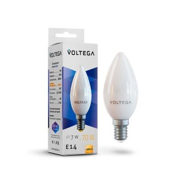 светодиодная лампа свеча Белый теплый  7W (7230) 7W/3000K/E14 Candle Стандарт матовый