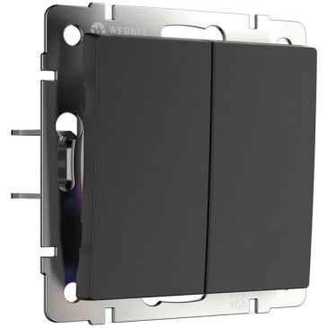 Выключатель встраиваемый двухклавишный самовозвратный WERKEL / W1122408 черный матовый