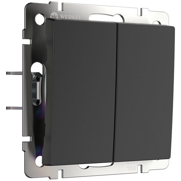 Выключатель встраиваемый двухклавишный самовозвратный WERKEL / W1122408 черный матовый