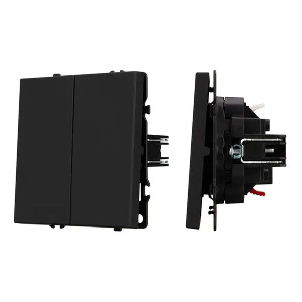 Выключатель встраиваемый двухклавишный проходной 054255 SWT-NOBE-MKP2-SFPL-BK черный