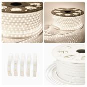 Светодиодная лента Белый теплый 2835 220V  6W/m  60Led/м герм 10-63 Стандарт IP65 50М