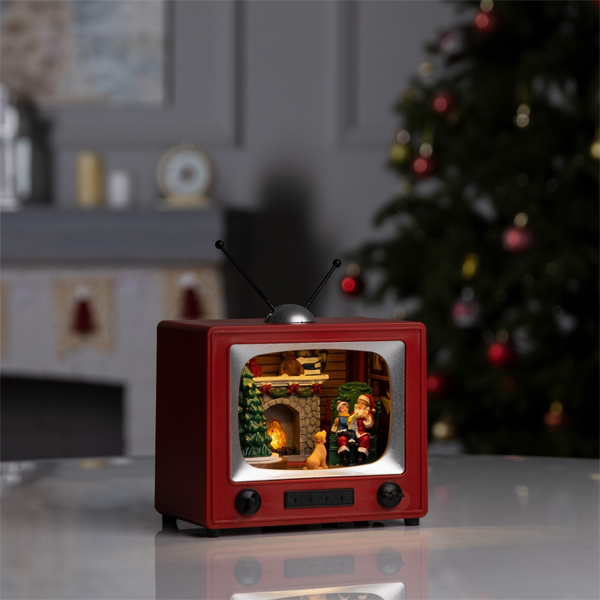 фигурка  светодиодная  «Рождественский вечер», 15.5х14х10,5 см, пластик, USB, батарейки ААх3, свечение тёплое белое